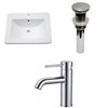 American Imaginations Omni 21-in Glossy White Fire Clay Single Sink Bathroom Vanity Top with Modern Chrome 1-Hole Faucet