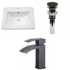 American Imaginations Vee 21-in Glossy White Fire Clay Single Sink Bathroom Vanity Top with Modern Black 1-Hole Faucet