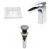 American Imaginations Flair 25-in Glossy White Fire Clay Single Sink Bathroom Vanity Top with Modern Chrome Faucet