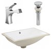 American Imaginations White Ceramic Rectangular Bathroom Sink with Lever Faucet and Overflow Drain (14.35-in x 20.75-in)
