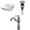 American Imaginations White Ceramic Vessel Bathroom Sink with Traditional Chrome Lever Faucet/Overflow Drain(17-in x 19.75-in)