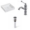 American Imaginations Ceramic White Vessel Square Bathroom Sink with Brushed Chrome Faucet and Drain (17.5-in x 17.5-in)