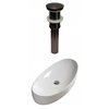 American Imaginations White Ceramic Vessel Oval Bathroom Sink Brushed Bronze Faucet and Drain (15.4-in x 31-in)