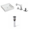 American Imaginations Square White Ceramic Vessel Bathroom Sink Brushed Chrome Faucet and Drain (17.5-in x 17.5-in)