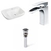 American Imaginations Ceramic Wall-Mount Rectangular White Bathroom Sink Brushed Chrome Faucet and Drain (17.25-in x 23.5-in)