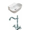 American Imaginations Wall-Mount Rectangular White Ceramic Bathroom Brushed Chrome Faucet with Overflow (12.2-in x 16.34-in)