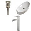 American Imaginations White Ceramic Vessel Oval Bathroom Sink Brushed Nickel Faucet with Drain Included (15.4-in x 31-in)