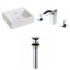 American Imaginations Ceramic Vessel White Rectangular Bathroom Sink Brushed Chrome Faucet and Overflow Drain (16.5-in x 21-in)