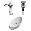 American Imaginations White Ceramic Vessel Oval Bathroom Sink Brushed Chrome Drain and Faucet (15.4-in x 31-in)