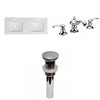American Imaginations Xena 59-in White Enamel Glaze Fire Clay Double Sink/Bathroom Vanity Top with Chrome Widespread Faucet