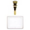 American Imaginations White/Gold 15.75-in x 19.5-in Ceramic Undermount Rectangular Bathroom Sink with Overflow Drain