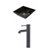 American Imaginations 16.1-in x 16.1-in Black Ceramic Vessel Square Bathroom Sink Faucet Included