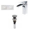 American Imaginations Xena 59-in White Enamel Glaze Fire Clay Double/Sink Bathroom Vanity Top/Chrome Faucet
