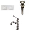 American Imaginations Xena 59-in Enamel Glaze Fire Clay Double/Sink Bathroom Vanity Top/Brushed Nickel Single Hole Faucet