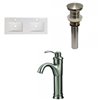 American Imaginations Xena 59-in Enamel Glaze Fire Clay Double Sink Bathroom Vanity Top and Brushed Nickel Single Hole Faucet