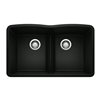 BLANCO Diamond Undermount 32-in x 19.36-in Double Equal Bowl Kitchen Sink in Coal Black