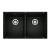 BLANCO Precis Undermount 29.75-in x 18.11-in Coal Black Double Equal Bowl Kitchen Sink