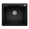BLANCO Diamond Drop-in 25-in x 22-in Coal Black Single Bowl 1-hole Kitchen Sink