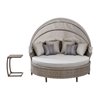 OVE Decors Bottega Wicker Multi Configuration Outdoor Daybed with Cushions and Beige Aluminum Frame - 4-Pieces