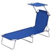 Outsunny Deck Chair Silver Metal and Blue Seat Stationary Chaise Lounge Chair