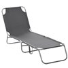 Outsunny Deck Chair Black Stackable Metal Stationary Chaise Lounge Chair with Red Seat