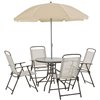 Outsunny Furniture Sets 6-Piece Off-White Patio Dining Set with Umbrella
