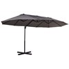 Outsunny Roman Umbrella 8.86-ft Grey Garden Patio Umbrella Push-button Base Included