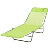 Outsunny Deck Chair Black Metal Stationary Chaise Lounge Chair with Green Solid Seat