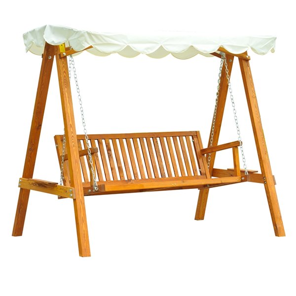 Outsunny Swing Chair 3 Person Cream, Patio Swing Chair Canada
