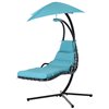 Outsunny Hanging Chair Black Metal Hanging Balcony Chair with Blue Sling Seat