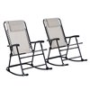 Outsunny Rocking Chair Set Black Metal Rocker Balcony Chairs - White Solid Seat