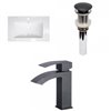 American Imaginations Roxy 32-in White/Black Enamel Glaze Fire Clay Single Sink Bathroom Vanity Top