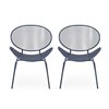 Best Selling Home Decor Elloree Set of 2 Matte Navy Blue Metal Stationary Dining Chairs with Mesh Seat