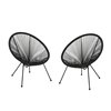 Best Selling Home Decor Anson Set Of 2 Black Rattan Wood Stationary Conversation Chairs with Solid Seat