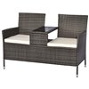 Outsunny Double Chair Wicker Outdoor Loveseat with Grey Wicker Frame - Cushions Included