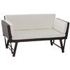 Outsunny Sofa Bed Rattan Outdoor Loveseat with Brown Wicker Frame - Cushions Included