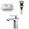 American Imaginations White Ceramic Vessel Rectangular Bathroom Sink with Faucet, Overflow and Drain - 16.25-in x 19.5-in