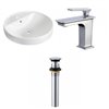 American Imaginations White Ceramic Drop-in Round Bathroom Sink with Faucet - Overflow and Drain Included - 18.25-in x 18.25-in