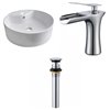 American Imaginations White Ceramic Vessel Round Bathroom Sink with Faucet, Overflow and Drain (18.25-in x 18.25-in)