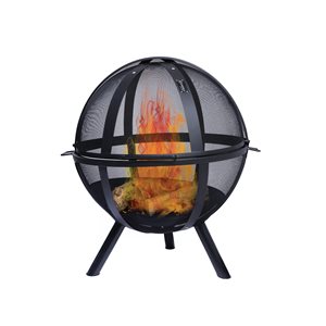 Black Steel Wood Burning Fire Pit, Ball Of Fire Steel Wood Burning Fire Pit