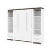 Bestar Orion White & Walnut Grey Full Murphy Bed and Integrated Storage