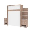Bestar Cielo Rustic Brown & White Full Murphy Bed Integrated Storage