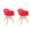 Plata Import Bucket Kid's Chairs 22-in Red Chair with Wood Legs (Set of 2)