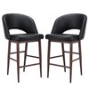 Plata Import Executive Counter Height (22-in To 26-in) Black Leather Stool with Walnut Metal Base (Set of 2)
