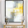 Designart Grey and Yellow Blue Abstract XI 20-in x 12-in Canvas Wall Panel with Black Wood Frame