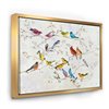 Designart Gold Wood Framed 24-in x 32-in Multi-Colour Bird on Tree Canvas Wall Panel