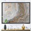 Designart Black Wood Framed 12-in x 20-in White Marble with Curley Grey and Gold Veins Canvas Wall Panel