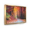Designart 12-in x 20-in Road in Beautiful Autumn Forest with Gold Wood Framed Wall Panel