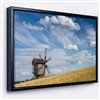 Designart 18-in x 34-in Cloudy Sky and Windmill Summer Day Landscape Black Framed Canvas