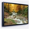 Designart 28-in x 60-in Forest Waterfall with Yellow Trees with Black Wood Framed Canvas Wall Panel